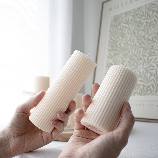 Ribbed Soy Pillar Candle - Small