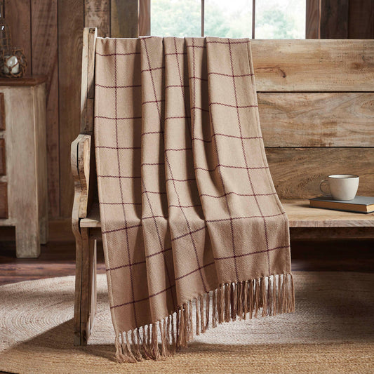 Burgundy Windowpane Woven Throw Blanket