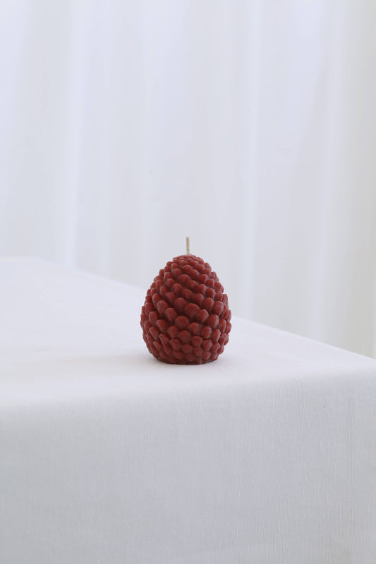 Small Burgundy Beeswax Pine Cone Candle
