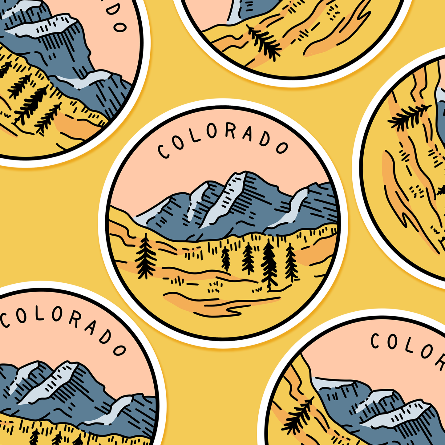 Colorado Illustrated US State - Travel Sticker