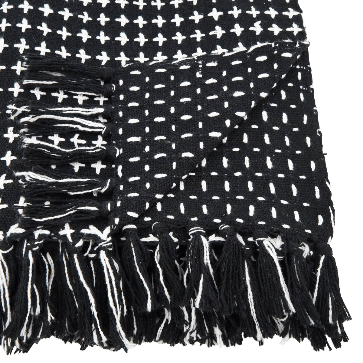 Woven Cross Black And White Throw Blanket