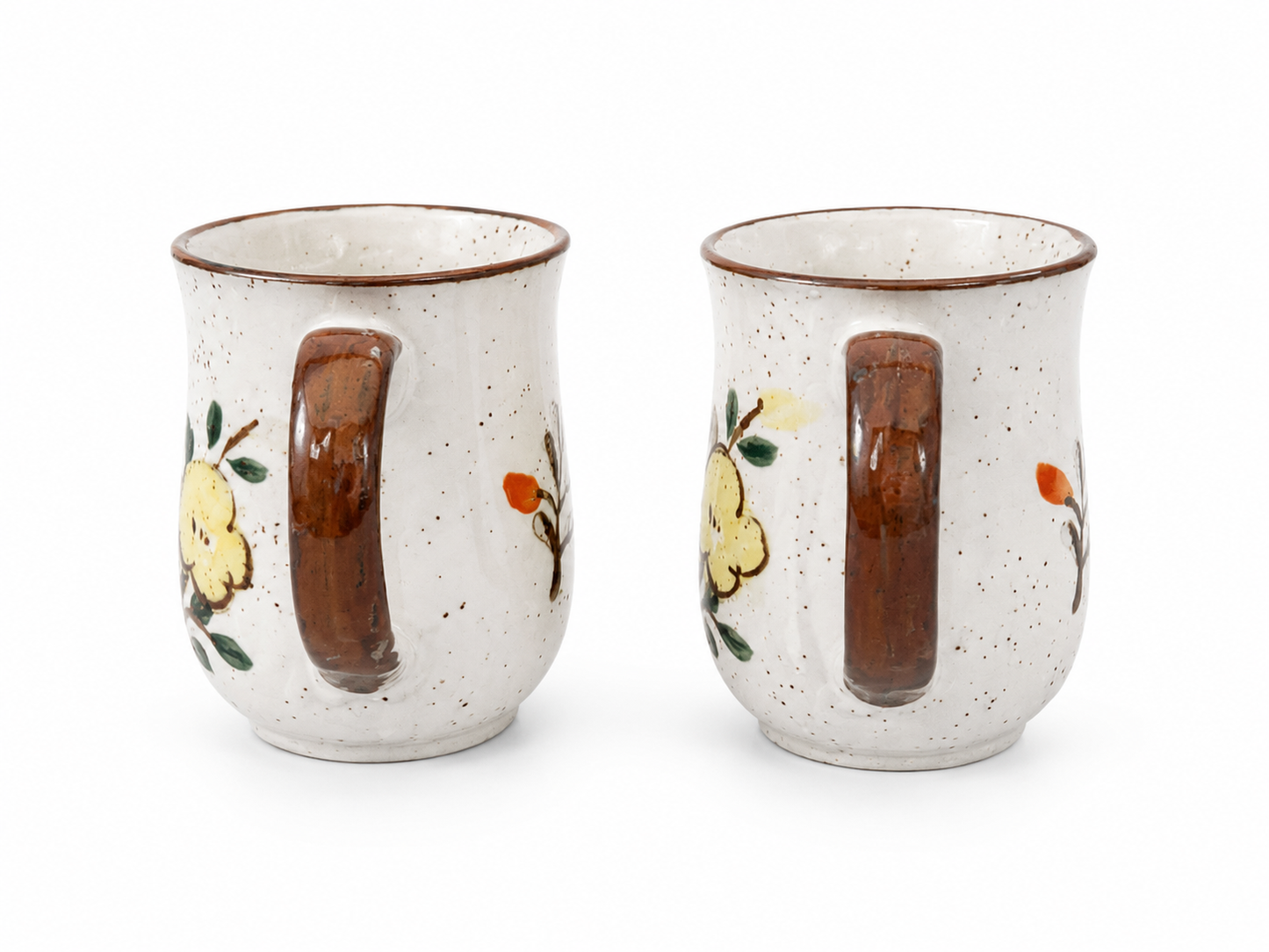 Vintage Japanese Stoneware Speckled Coffee Mugs (Set of 2)