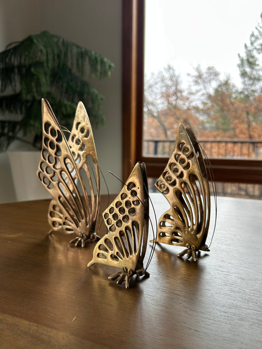Vintage Brass Butterflies (Set of 3)