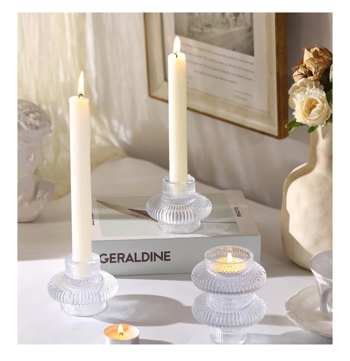 Reversible Glass Taper Candlestick & Votive Holder