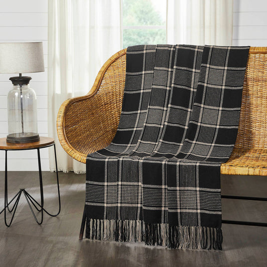 Black and Tan Plaid Throw Blanket