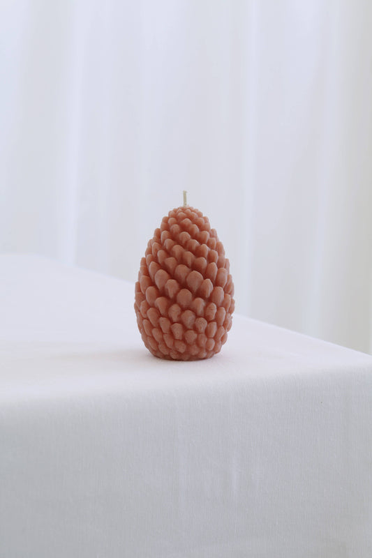 Large Terra Cotta Beeswax Pine Cone Candle