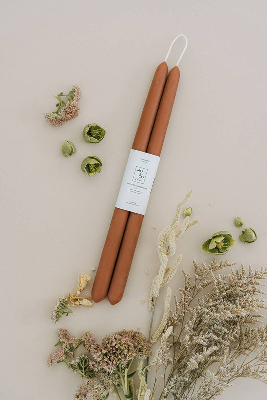 Hand Dipped 100% Beeswax Taper Candles (Terra Cotta)