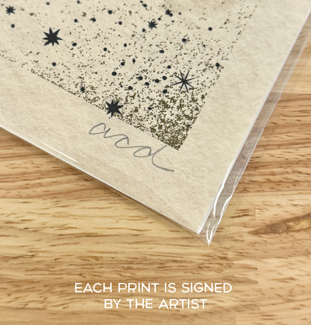 "Reach" Black & White Floral Wall Art Print Mid Century