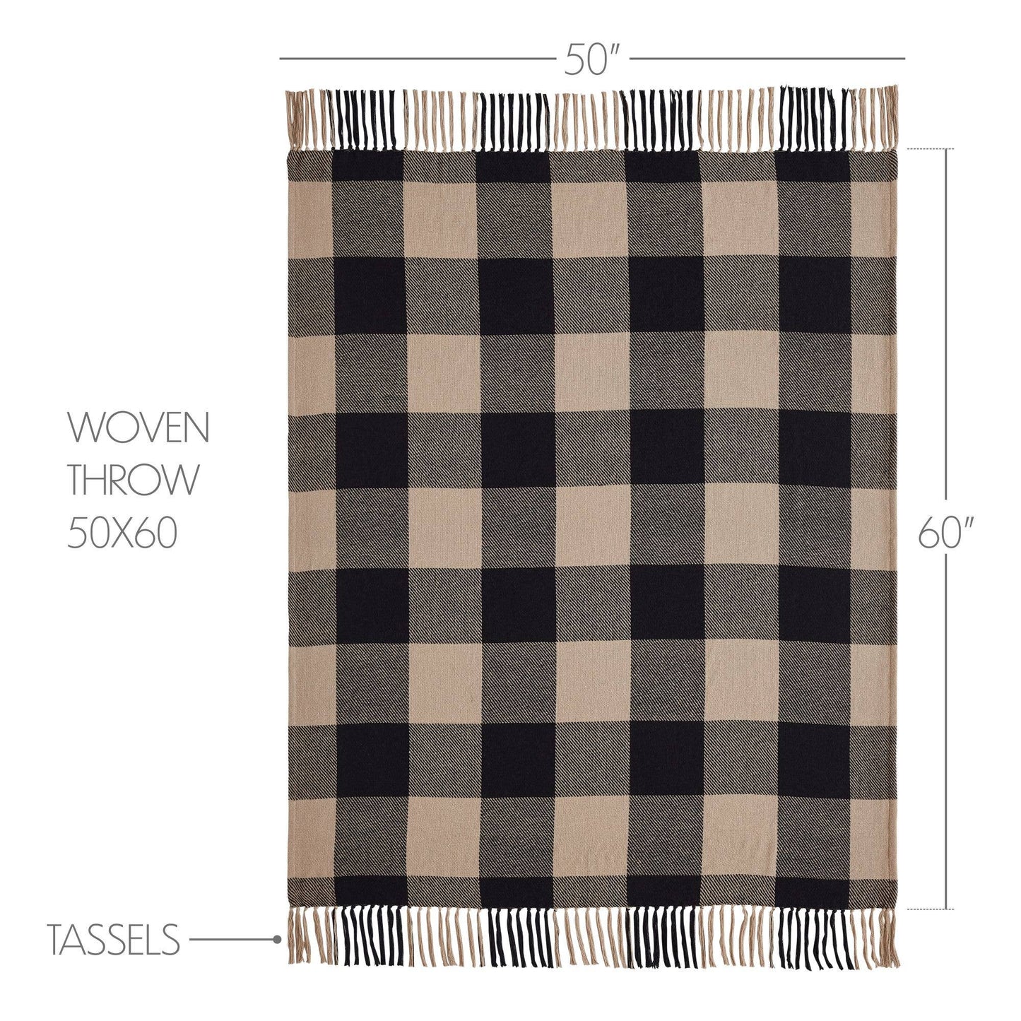 Black Checkered Woven Throw Blanket
