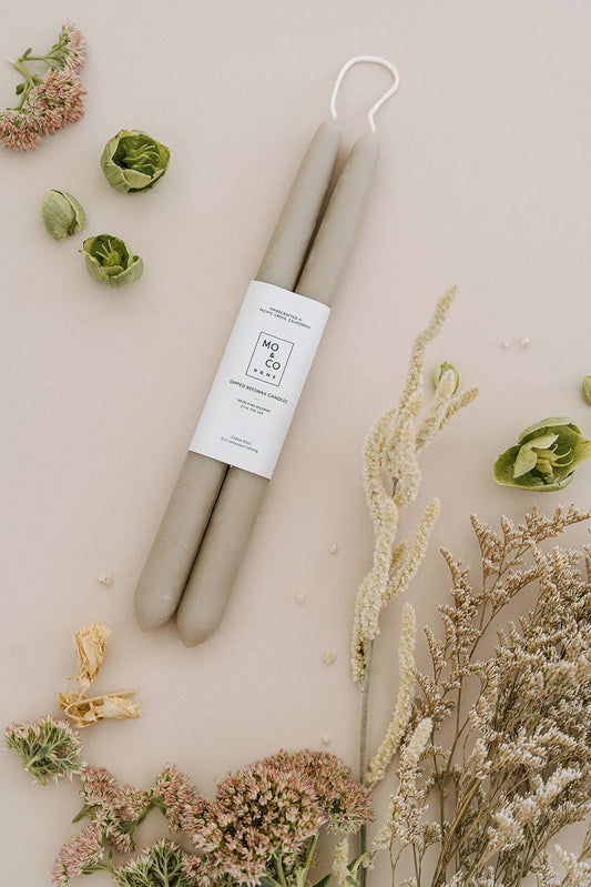 Hand Dipped 100% Beeswax Taper Candles  (Clay)