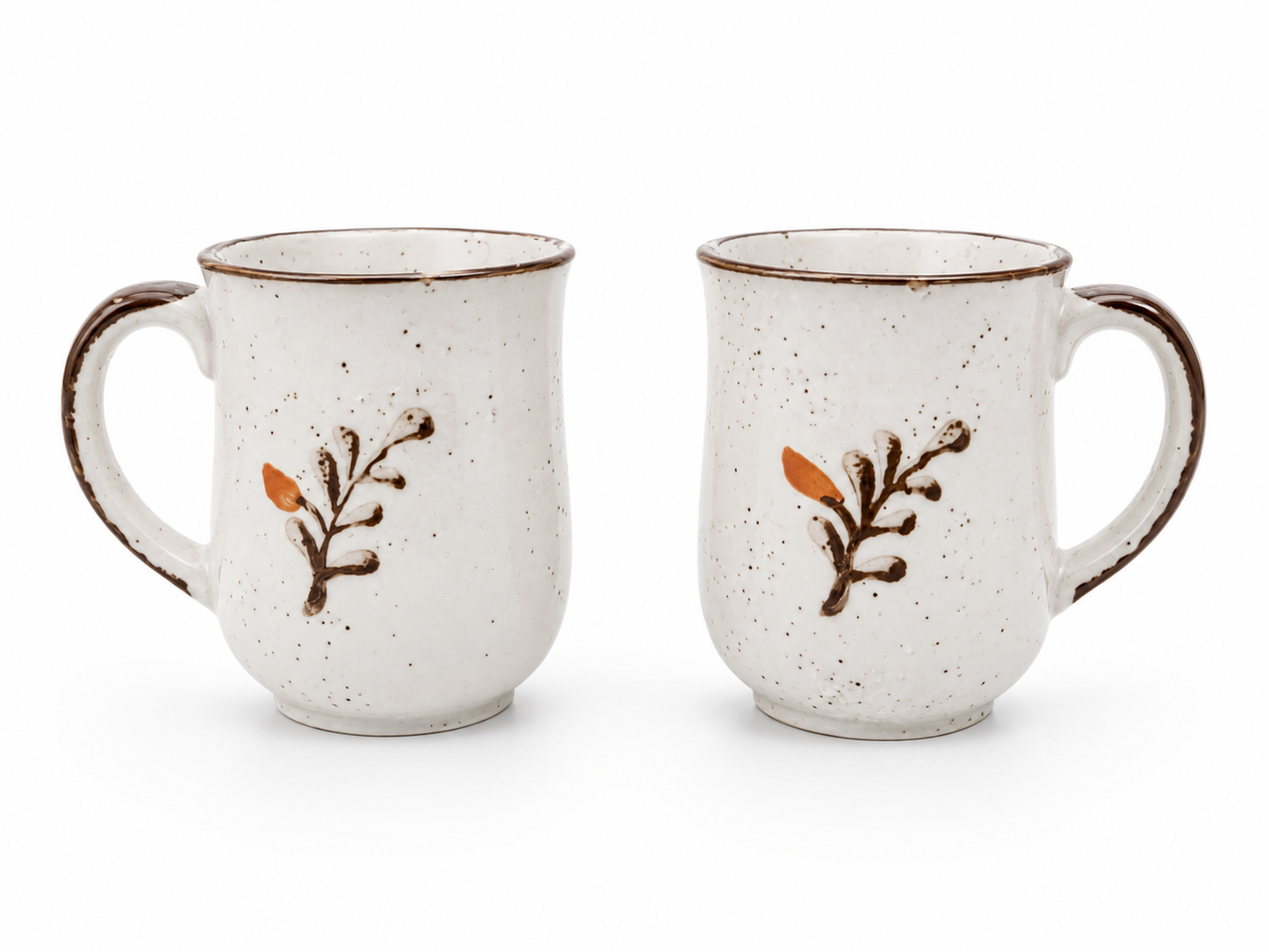 Vintage Japanese Stoneware Speckled Coffee Mugs (Set of 2)