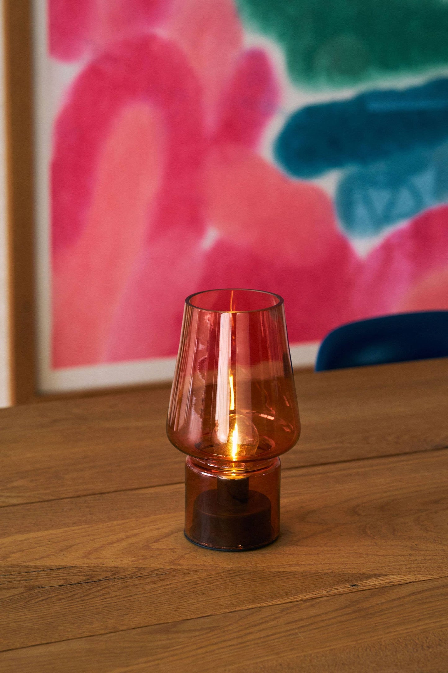 Portable Amber Glass Mushroom Lamp (Brown)