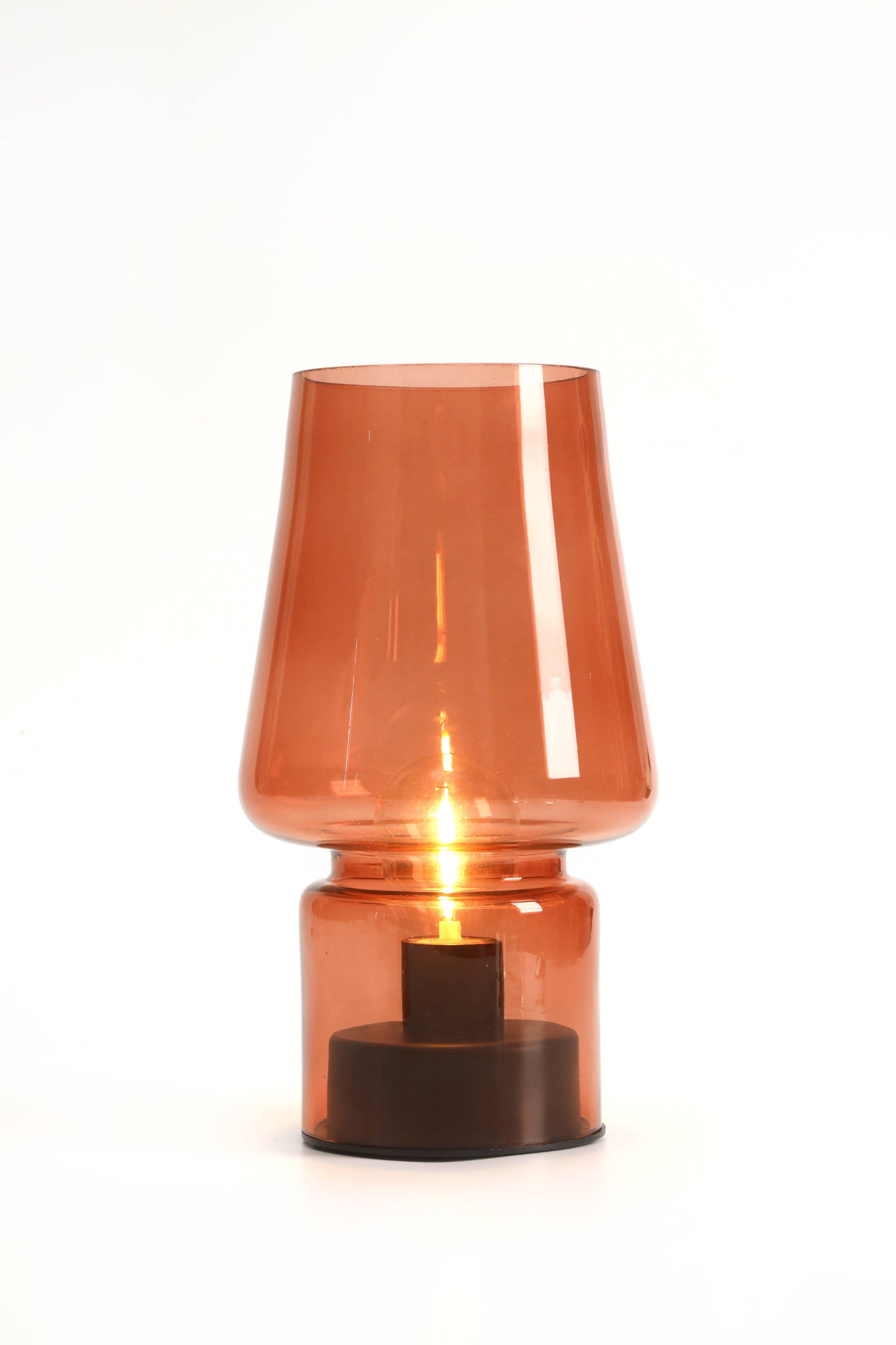 Portable Amber Glass Mushroom Lamp (Brown)