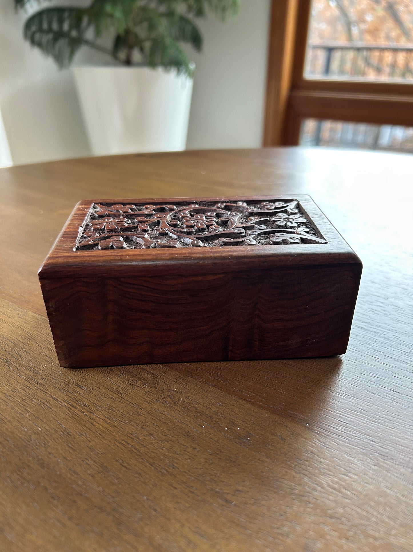 Vintage Hand-Carved Secret Compartment Box (Small)