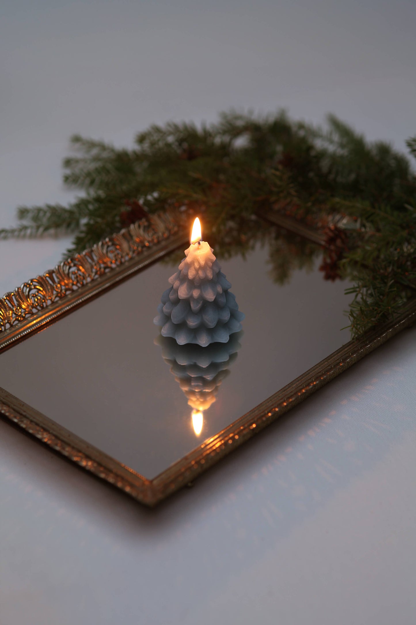 Small Light Green Beeswax Tree Candle