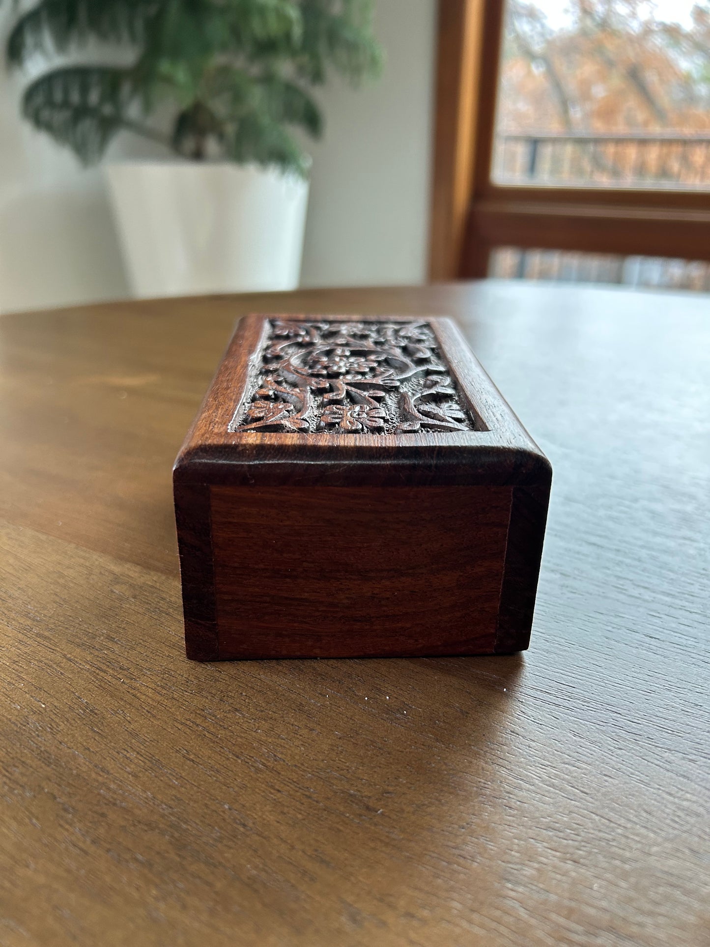 Vintage Hand-Carved Secret Compartment Box (Small)