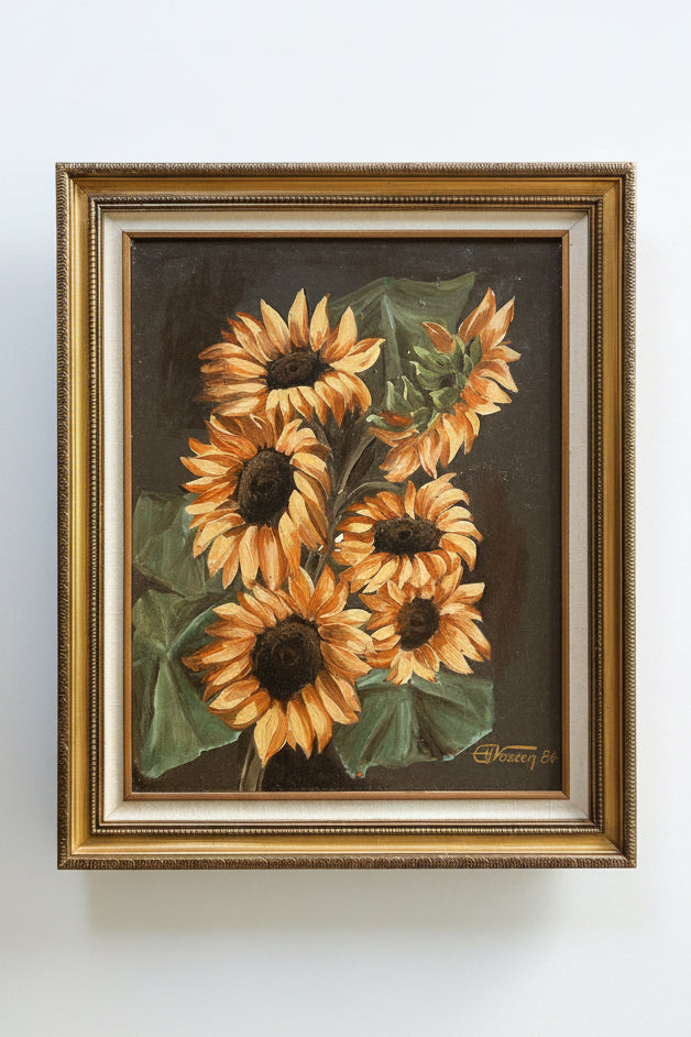 Original Art: Vintage 1984 Signed Sunflower Painting