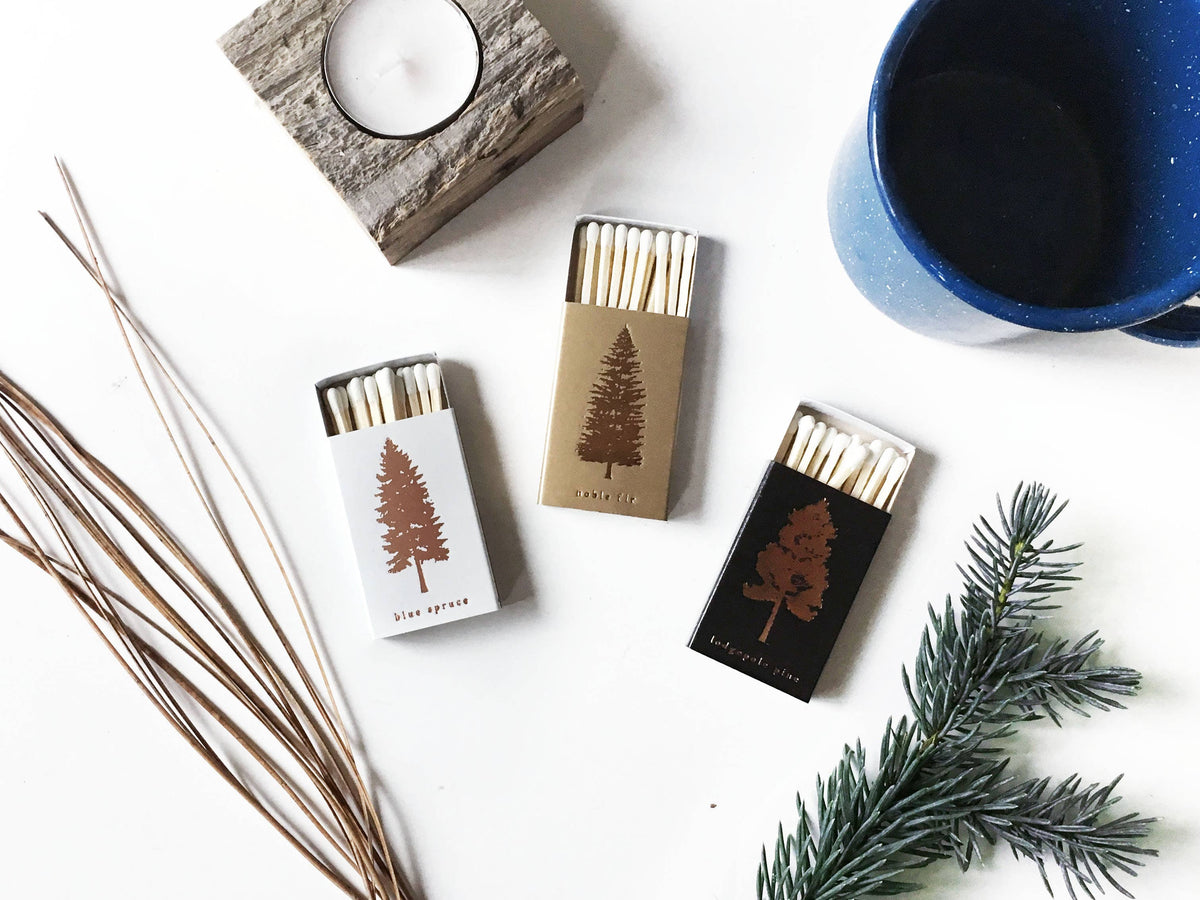 Lodgepole Pine Tree Matchbox | Tall Evergreen Matches
