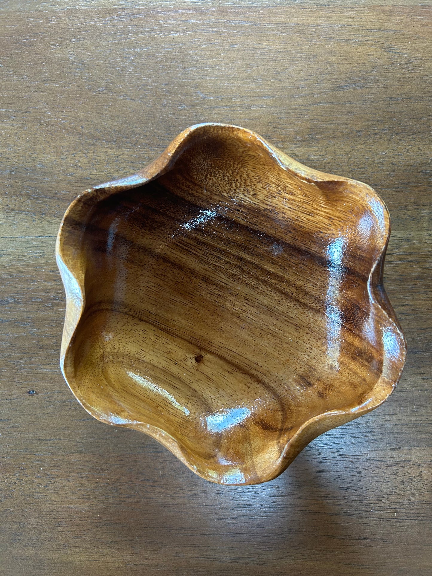 Vintage Wavy Wood Bowl