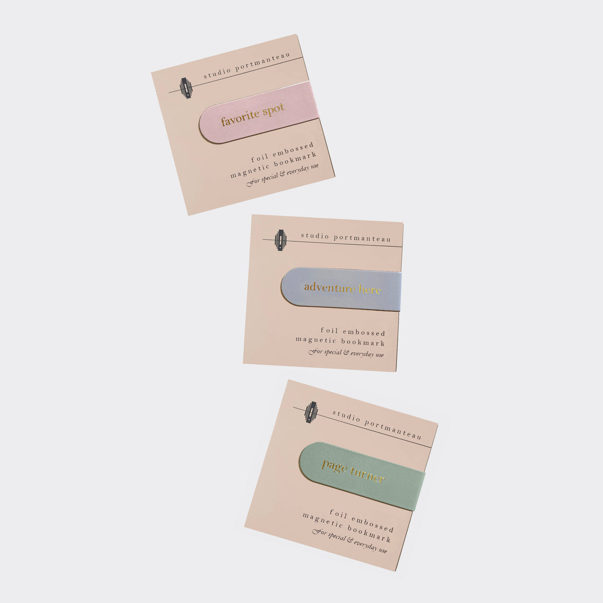Blue Spruce Tree Gold Foil Magnetic Bookmark