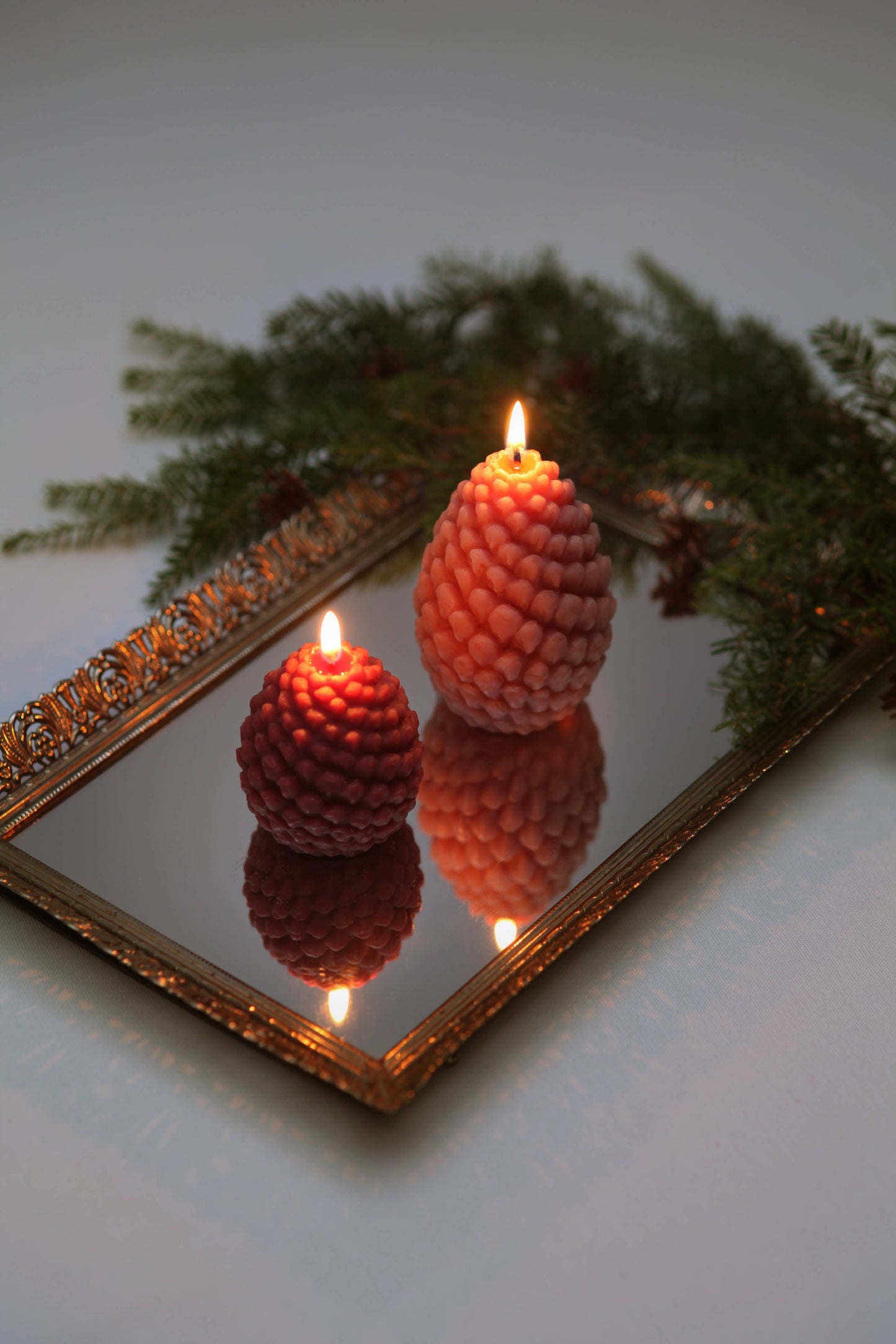 Small Burgundy Beeswax Pine Cone Candle