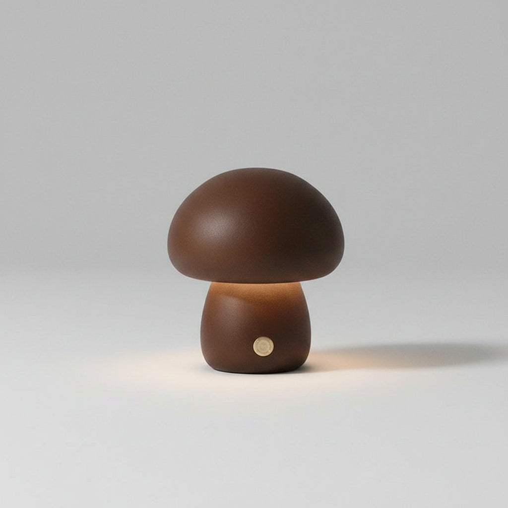 Small Wooden Dark Brown Mushroom Nightlight