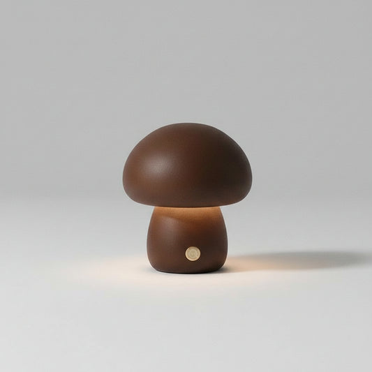 Small Wooden Dark Brown Mushroom Nightlight
