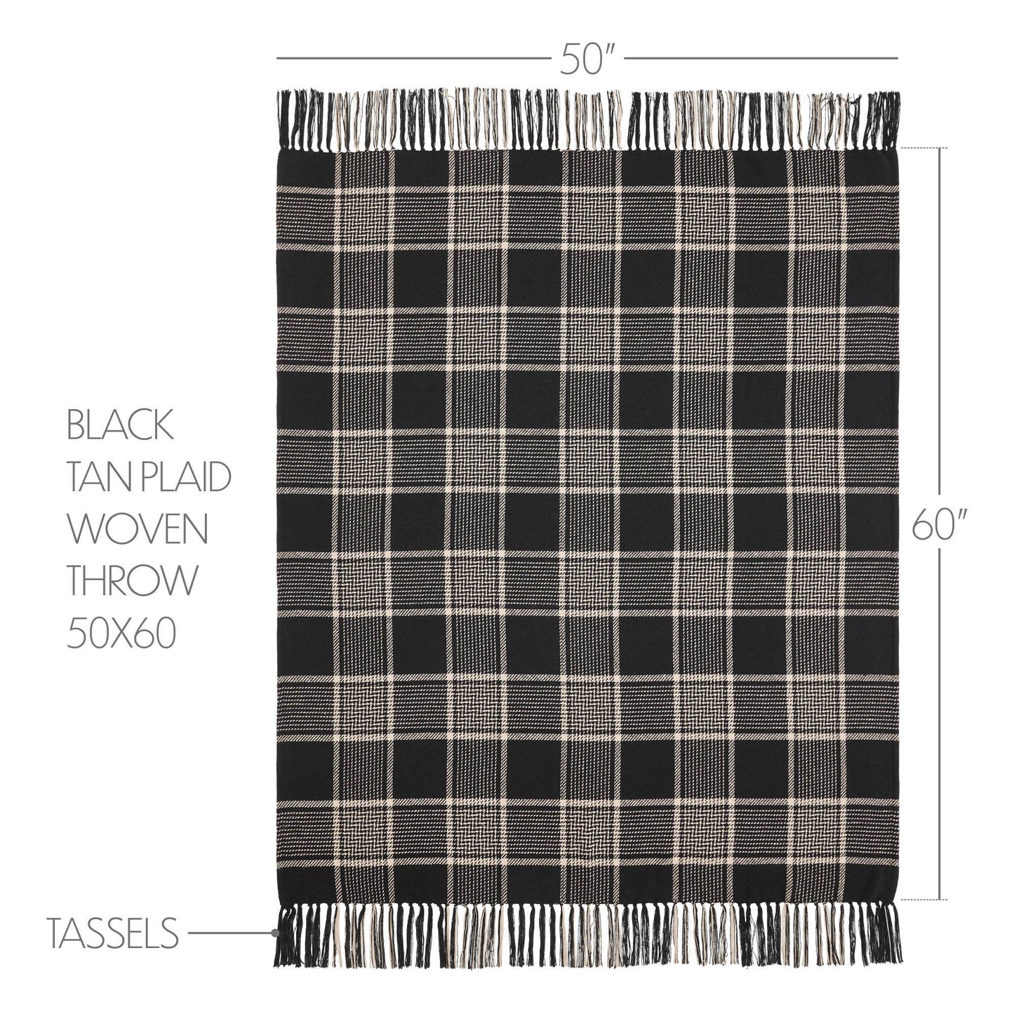 Black and Tan Plaid Throw Blanket