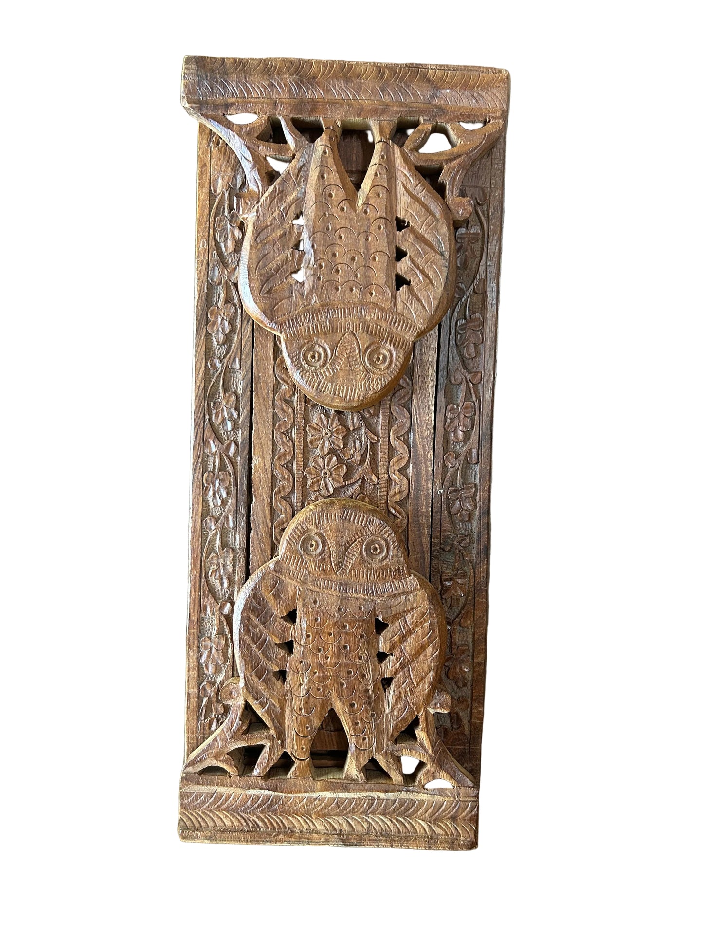Vintage Hand Carved Wooden Adjustable Owl Bookends
