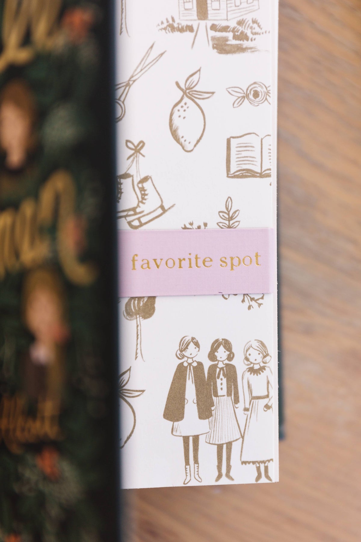 Blue Spruce Tree Gold Foil Magnetic Bookmark