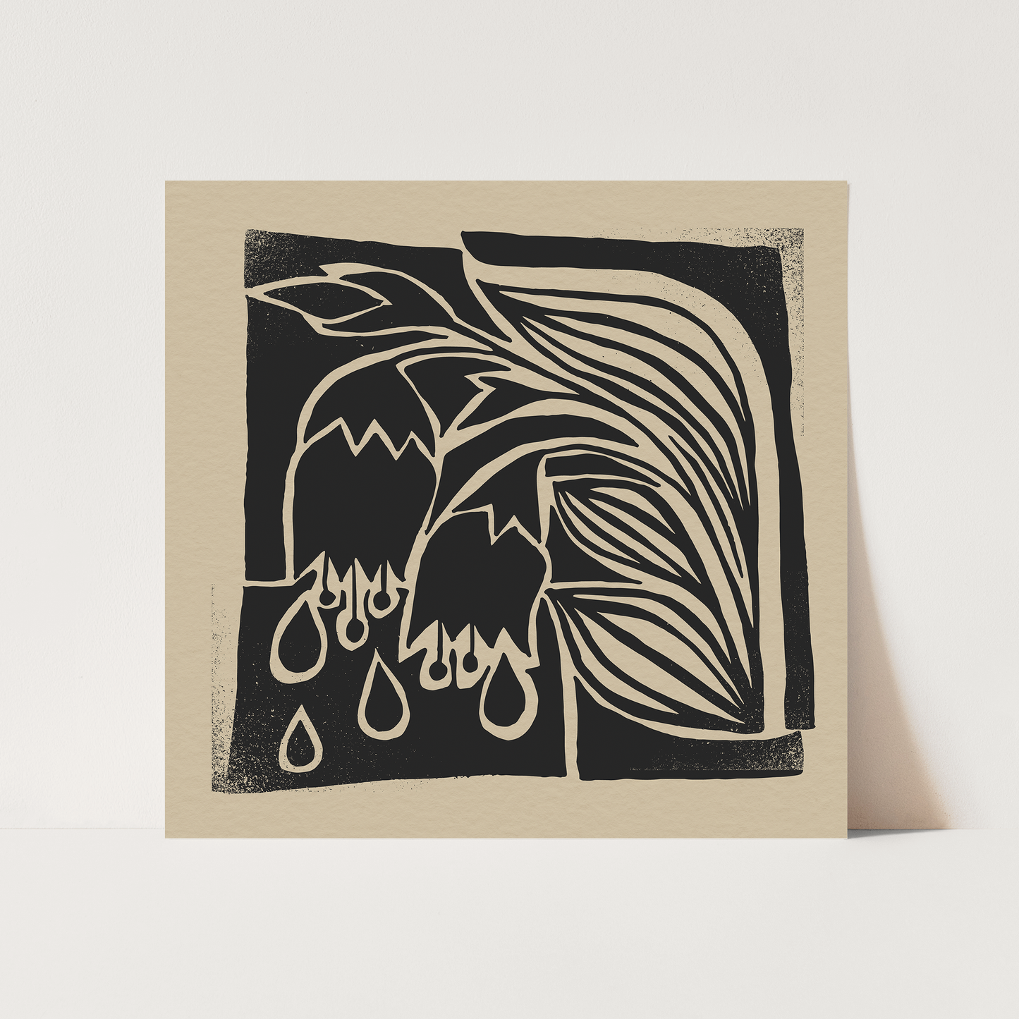 "Let Go" Black & White Floral Wall Art Print Mid Century