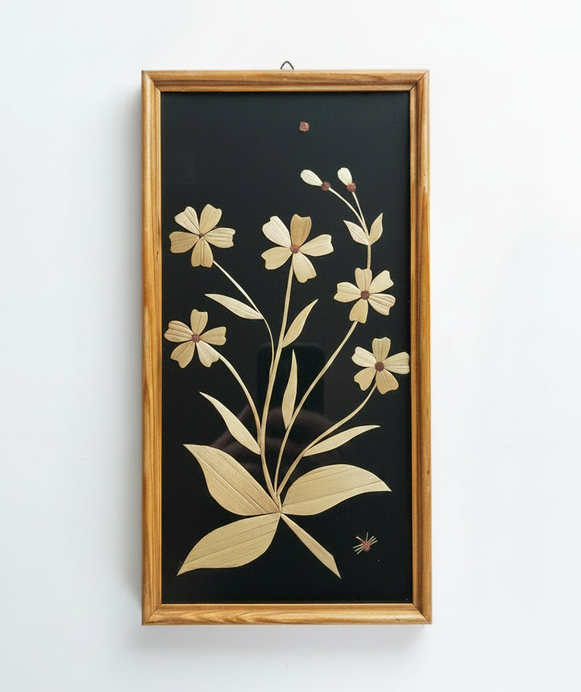 Vintage Floral Wicker Art