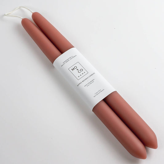 Hand Dipped 100% Beeswax Taper Candles  (Terra Cotta)