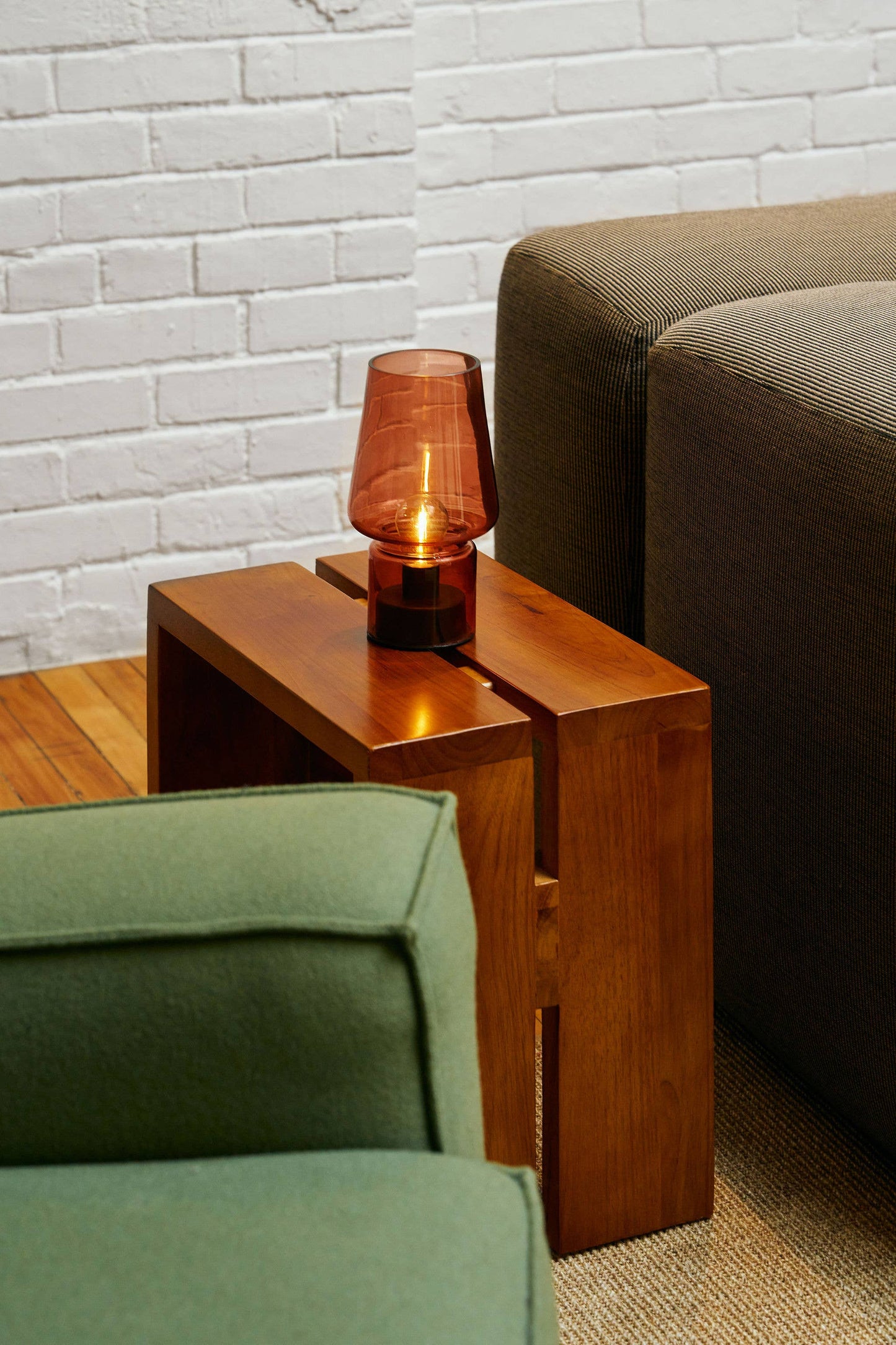 Portable Amber Glass Mushroom Lamp (Brown)