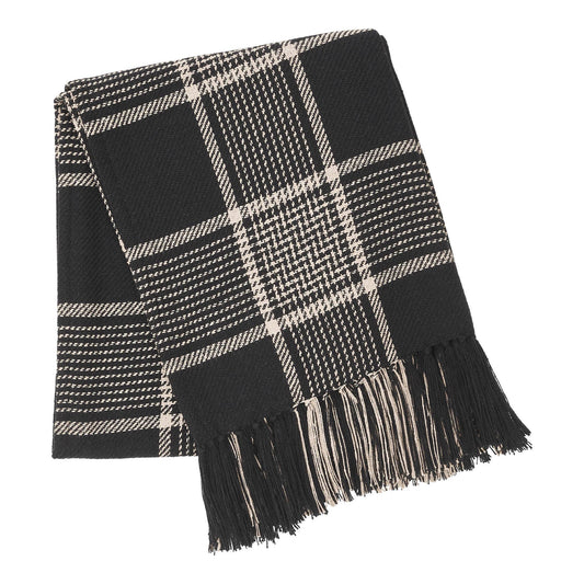Black and Tan Plaid Throw Blanket