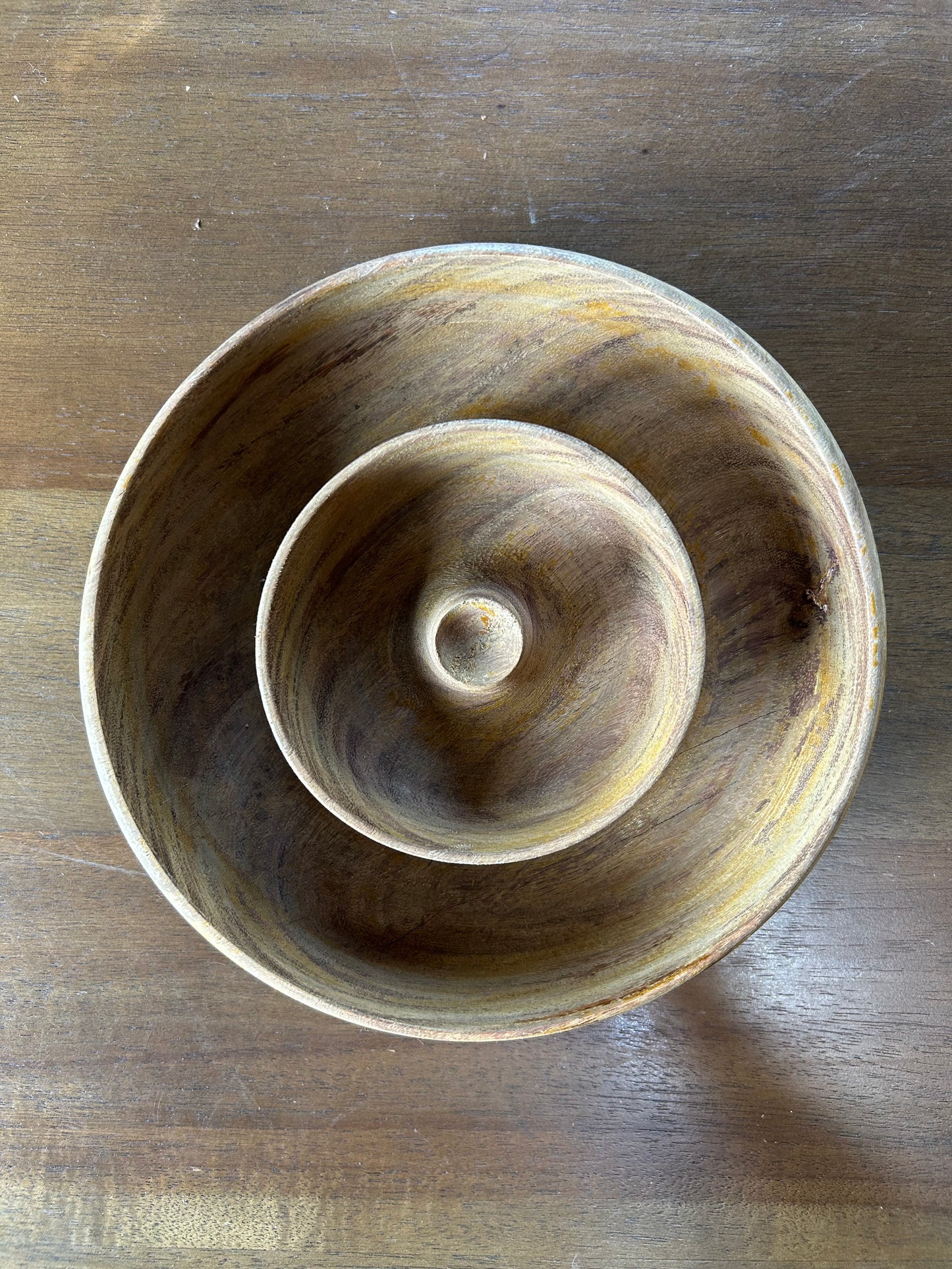 Vintage Hand Carved Wooden Jewelry Bowl