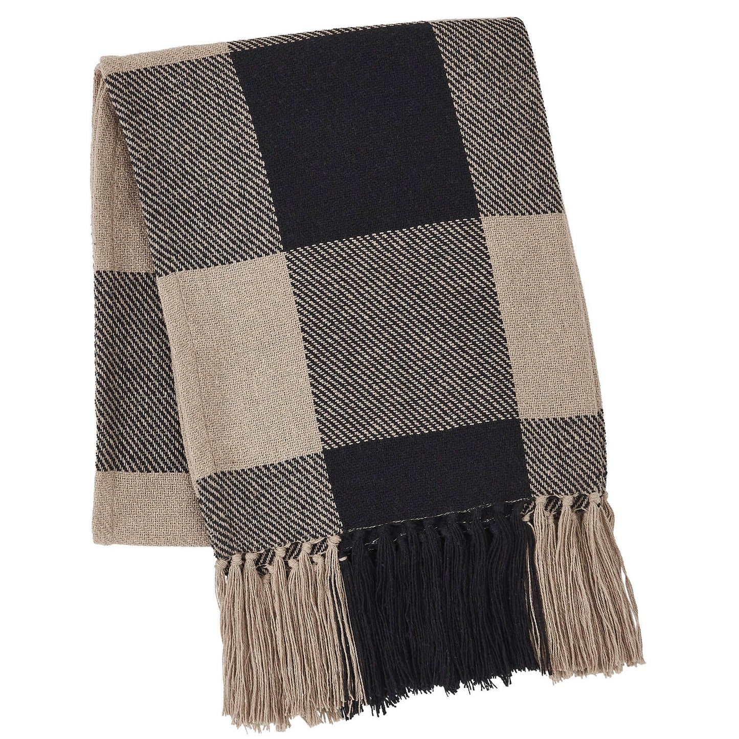 Black Checkered Woven Throw Blanket