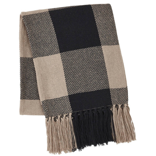 Black Checkered Woven Throw Blanket