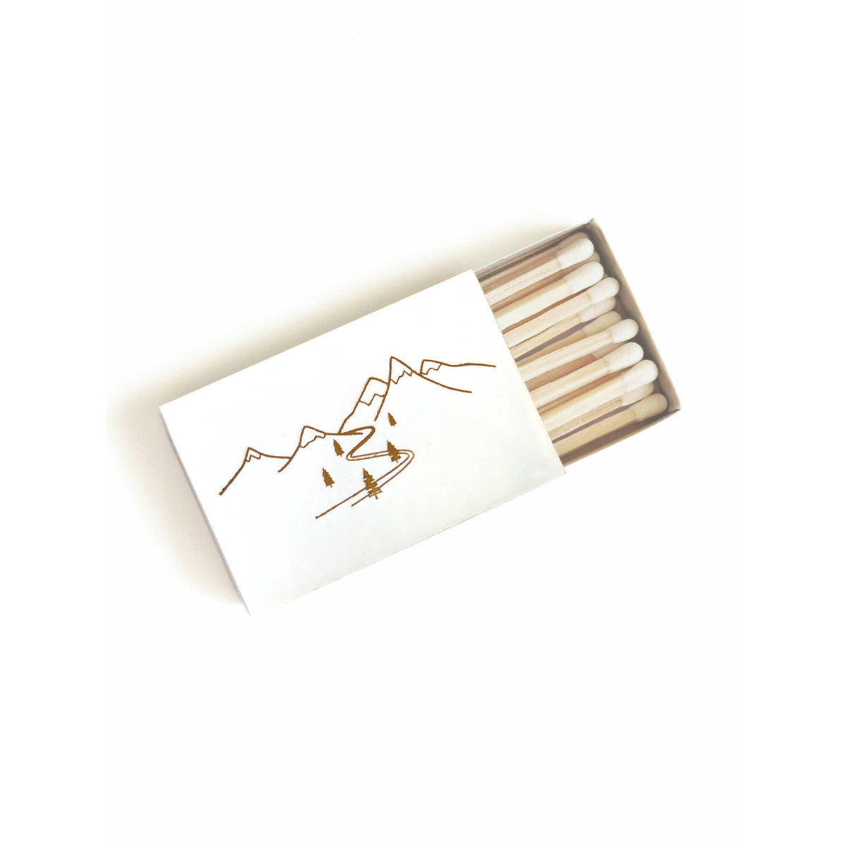 Snow Capped Gold Foil Mountains Matchbox | Hygge Gift | Cozy