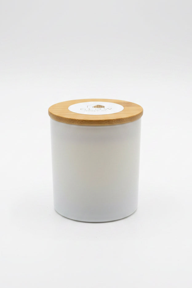 Scented Soy Candle in Reusable White Glass Jar - White Tea & Ginger