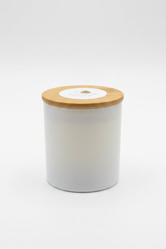 Scented Soy Candle in Reusable White Glass Jar - White Tea & Ginger