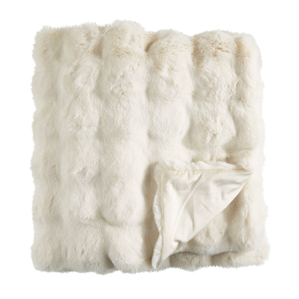 Ivory Faux Fur Throw Blanket