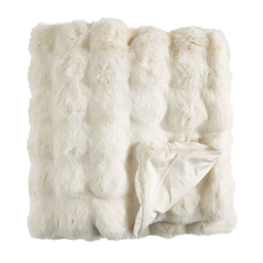 Ivory Faux Fur Throw Blanket