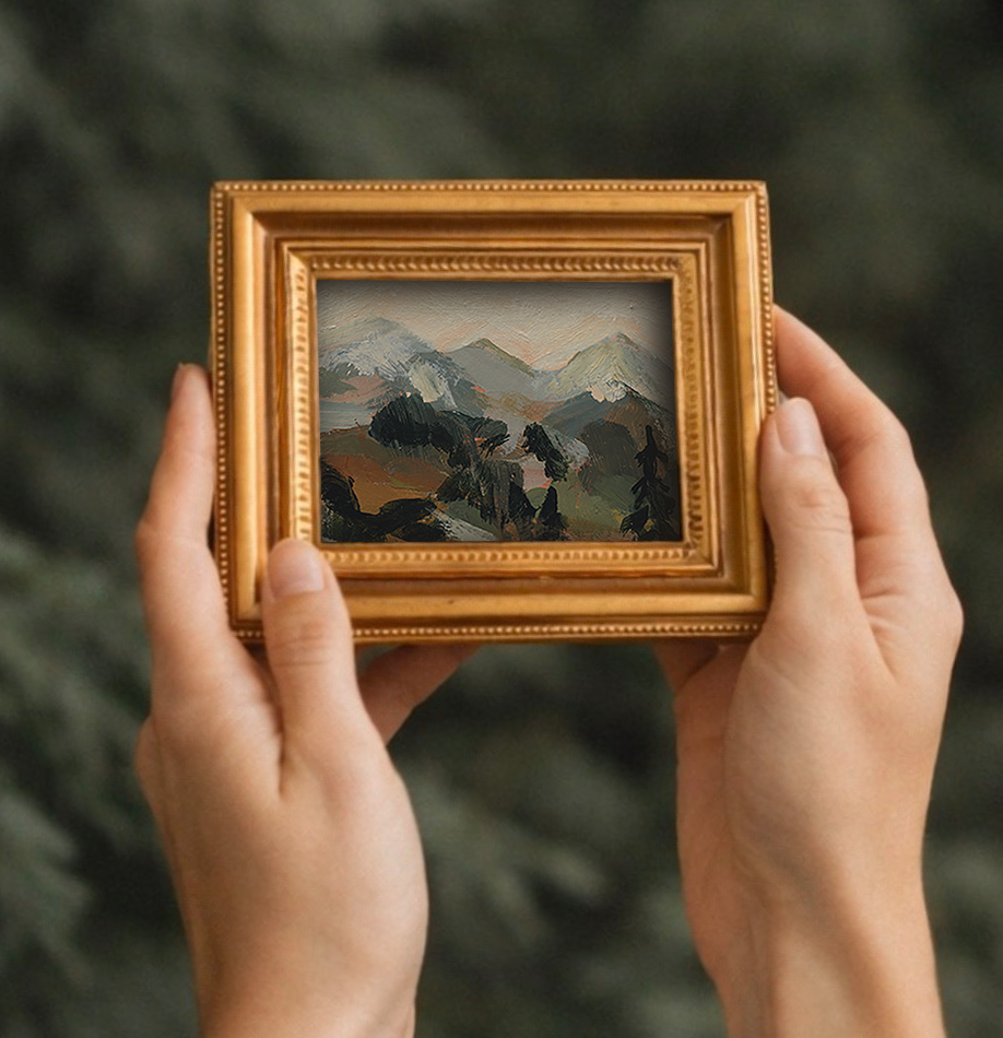 Horizontal Mini Framed Mountain Art | Wall & Shelf Decor