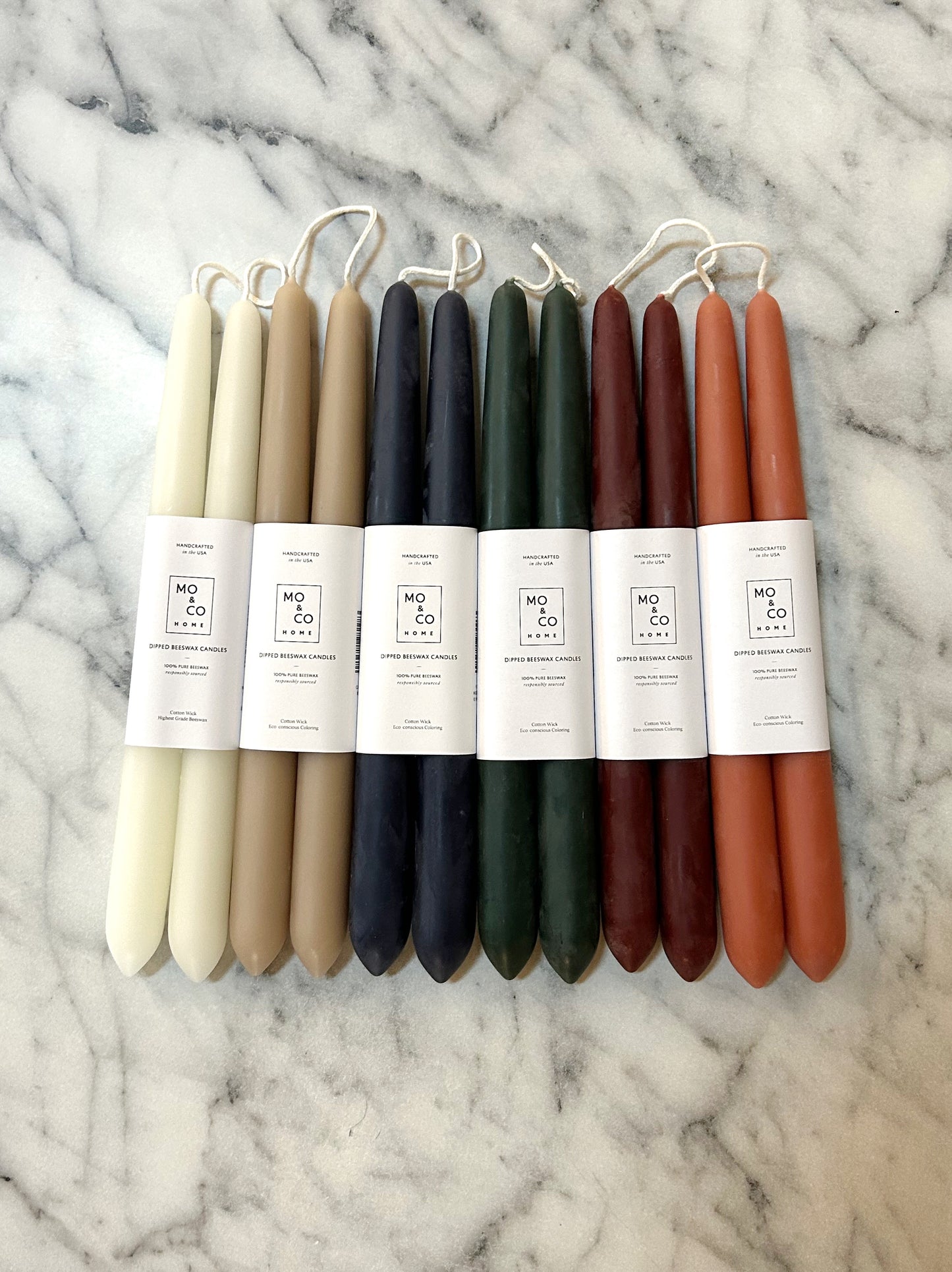 Hand Dipped 100% Beeswax Taper Candles  (Forest Green)