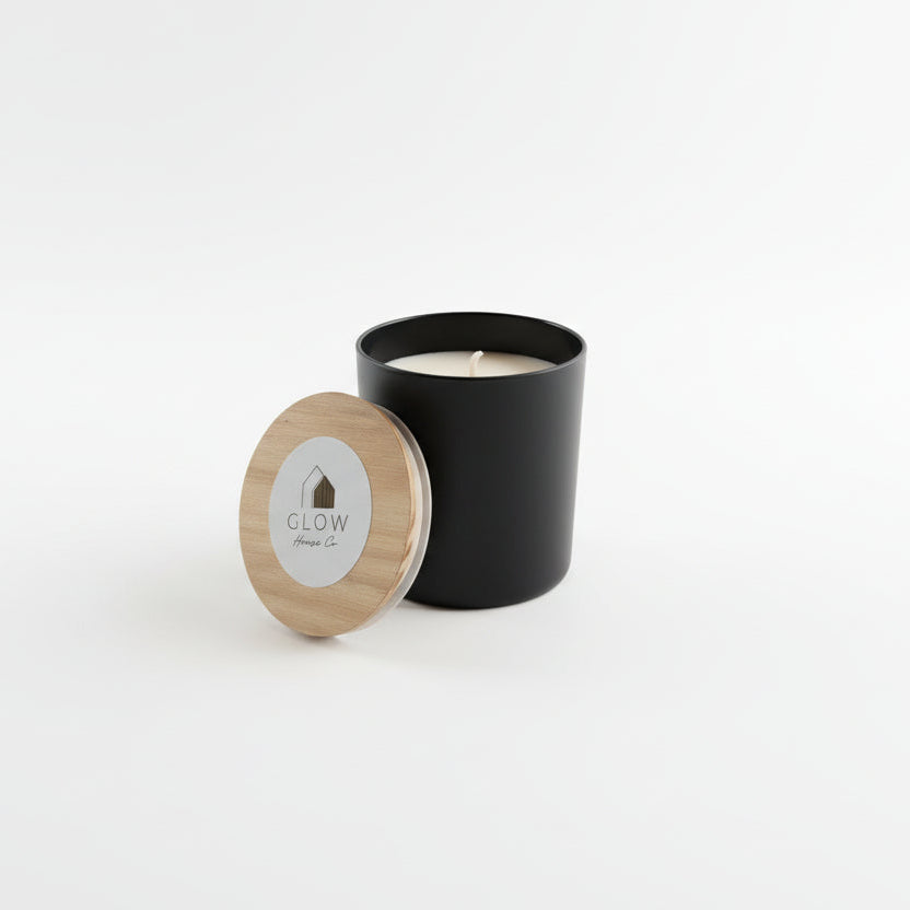 Scented Soy Candle in Reusable Matte Black Glass Jar - Pine Forest