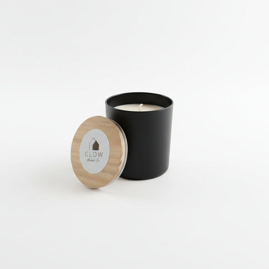 Scented Soy Candle in Reusable Matte Black Glass Jar - Pine Forest