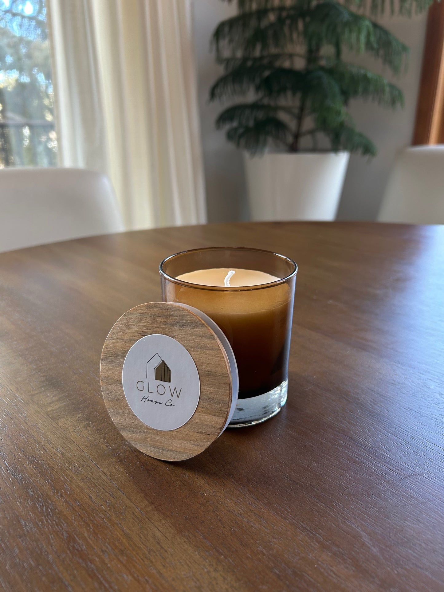 Scented Soy Coconut Candle in Reusable Amber Glass Jar - Palo Santo