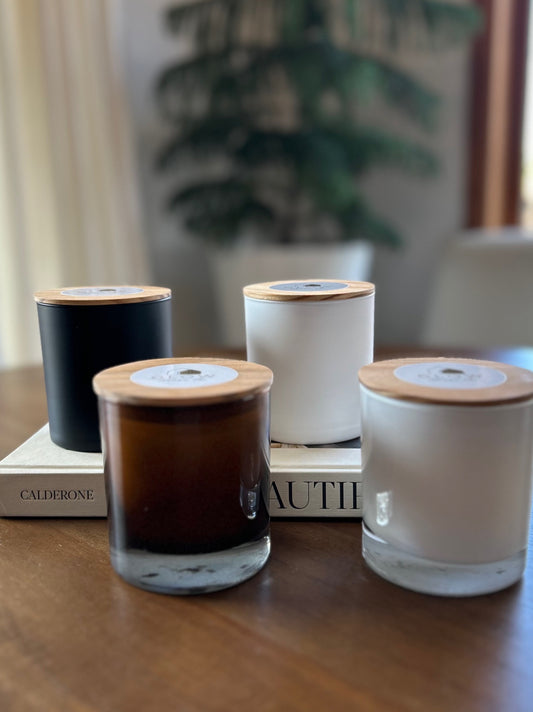 Scented Soy Candle in Reusable White Glass Jar - Citrus Herb