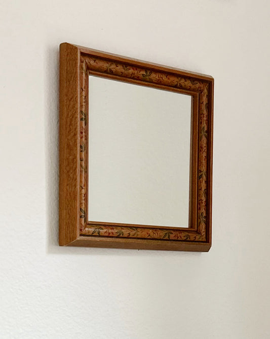 Vintage Hand Painted Wood Frame Mini Wall Mirror
